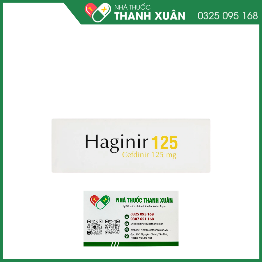 Cốm pha hỗn dịch Haginir 125 trị nhiễm khuẩn, nhiễm trùng nhẹ và vừa